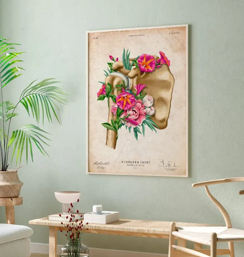 Codex Anatomicus Skull & Skeleton^Shoulder anatomy - Floral - Vintage