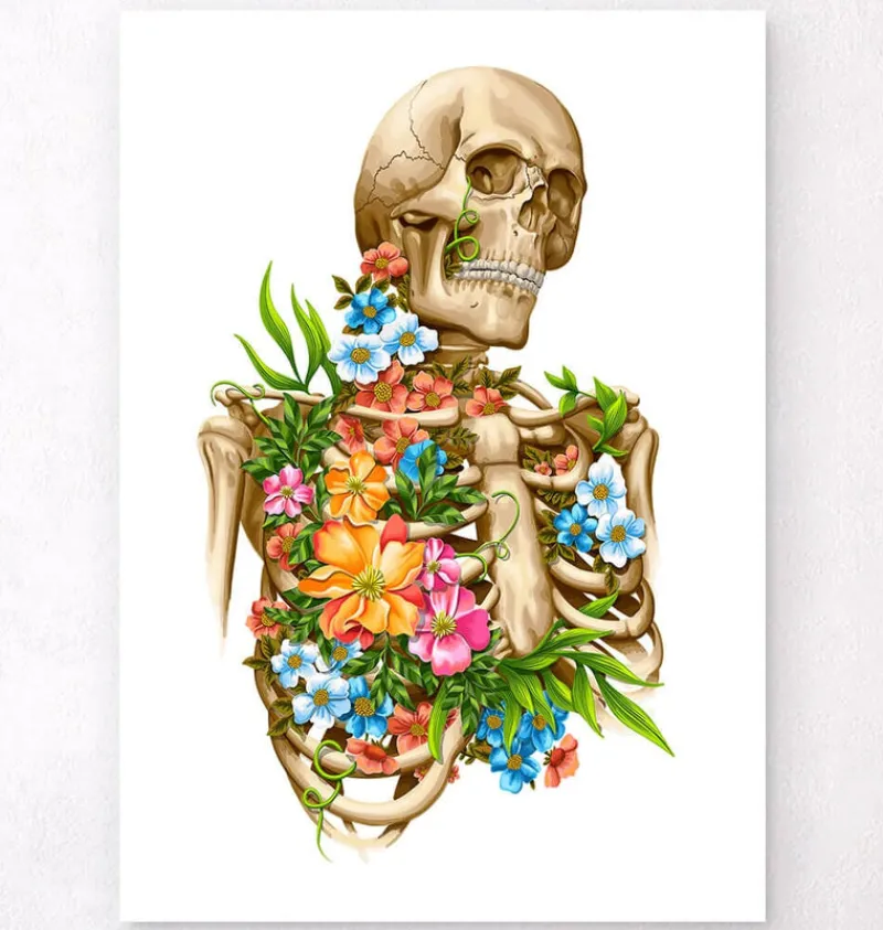 Codex Anatomicus Skull & Skeleton^Skeleton anatomy - Floral - White