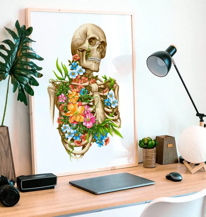Codex Anatomicus Skull & Skeleton^Skeleton anatomy - Floral - White