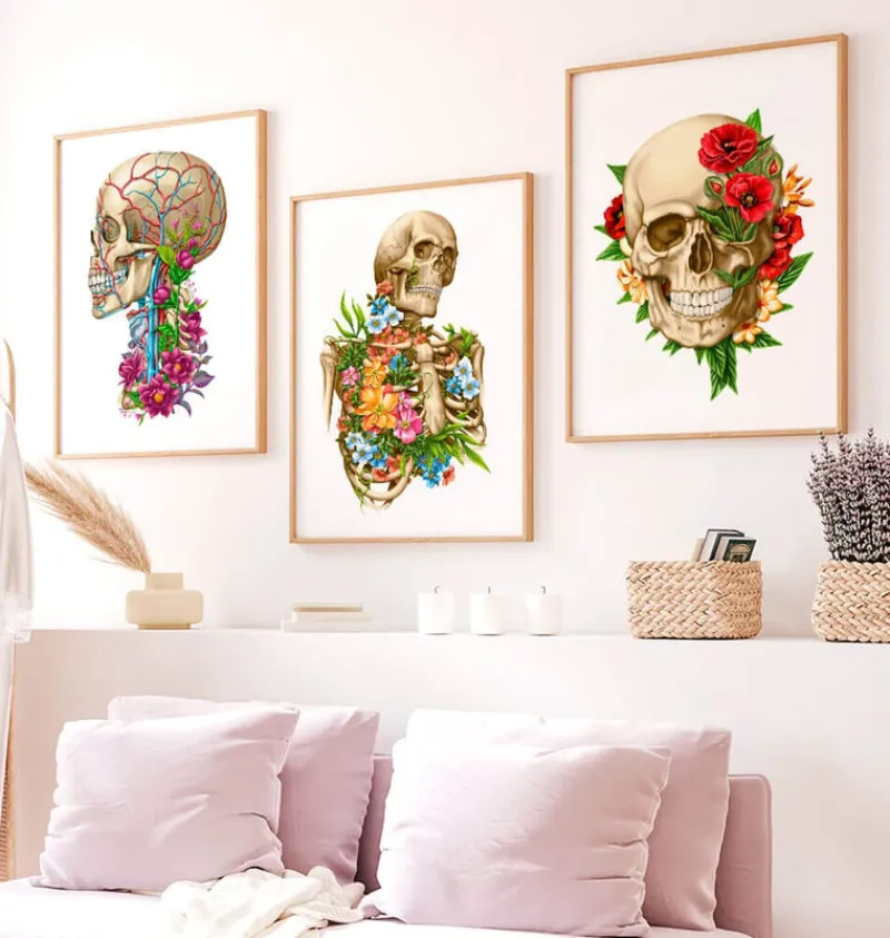 Codex Anatomicus Skull & Skeleton^Skeleton anatomy - Floral - White