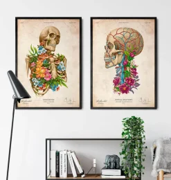 Codex Anatomicus Skull & Skeleton^Skeleton anatomy - Floral - Vintage