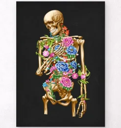 Codex Anatomicus Skull & Skeleton^Skeleton anatomy II - Floral - Black