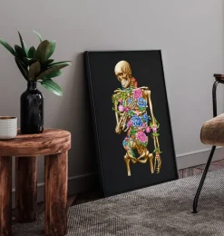 Codex Anatomicus Skull & Skeleton^Skeleton anatomy II - Floral - Black