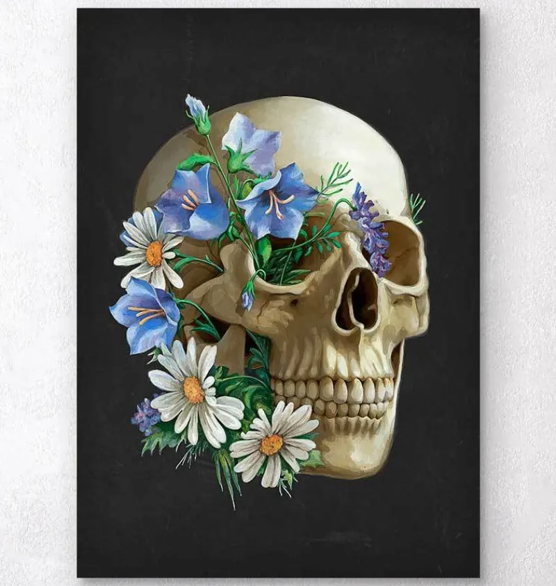 Codex Anatomicus Skull & Skeleton^Skull anatomy - Floral - Black