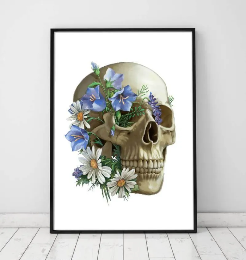Codex Anatomicus Skull & Skeleton^Skull anatomy - Floral - White