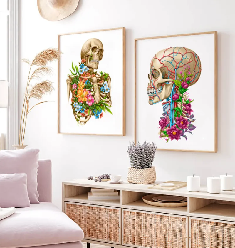 Codex Anatomicus Skull & Skeleton^Skull anatomy II - Floral - White