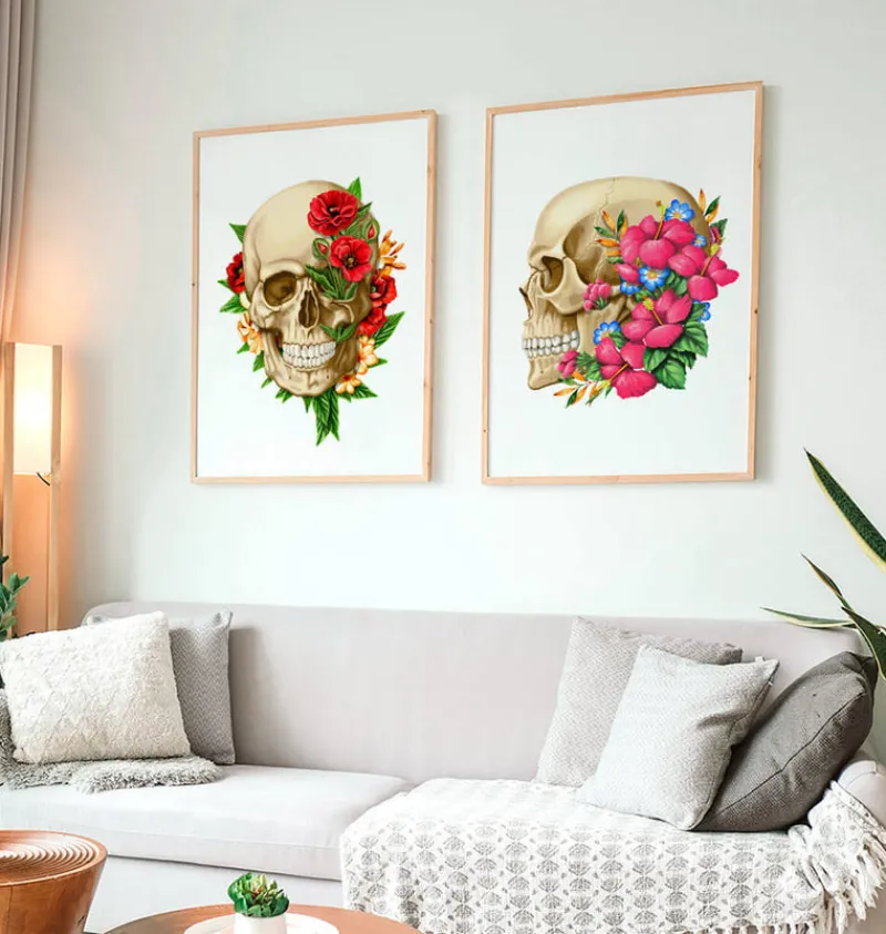 Codex Anatomicus Skull & Skeleton^Skull anatomy III - Floral - White