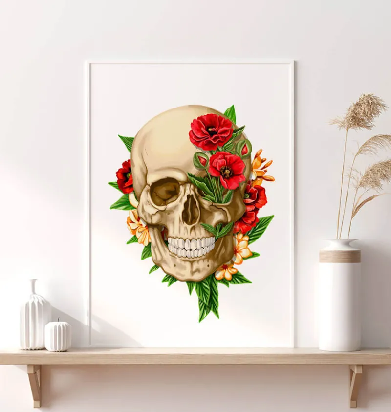 Codex Anatomicus Skull & Skeleton^Skull anatomy IV - Floral - White
