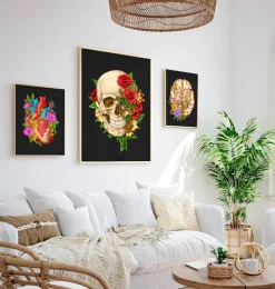 Codex Anatomicus Skull & Skeleton^Skull anatomy IV - Floral - Black