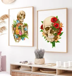 Codex Anatomicus Skull & Skeleton^Skull anatomy IV - Floral - White
