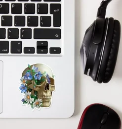 Codex Anatomicus Stickers^Skull anatomy sticker - Floral
