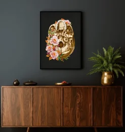Codex Anatomicus Skull & Skeleton^Skull anatomy V - Floral - Black