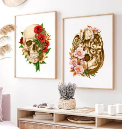 Codex Anatomicus Skull & Skeleton^Skull anatomy V - Floral - White
