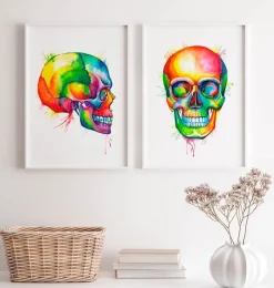 Codex Anatomicus Skull & Skeleton^Skull II - Watercolor splash