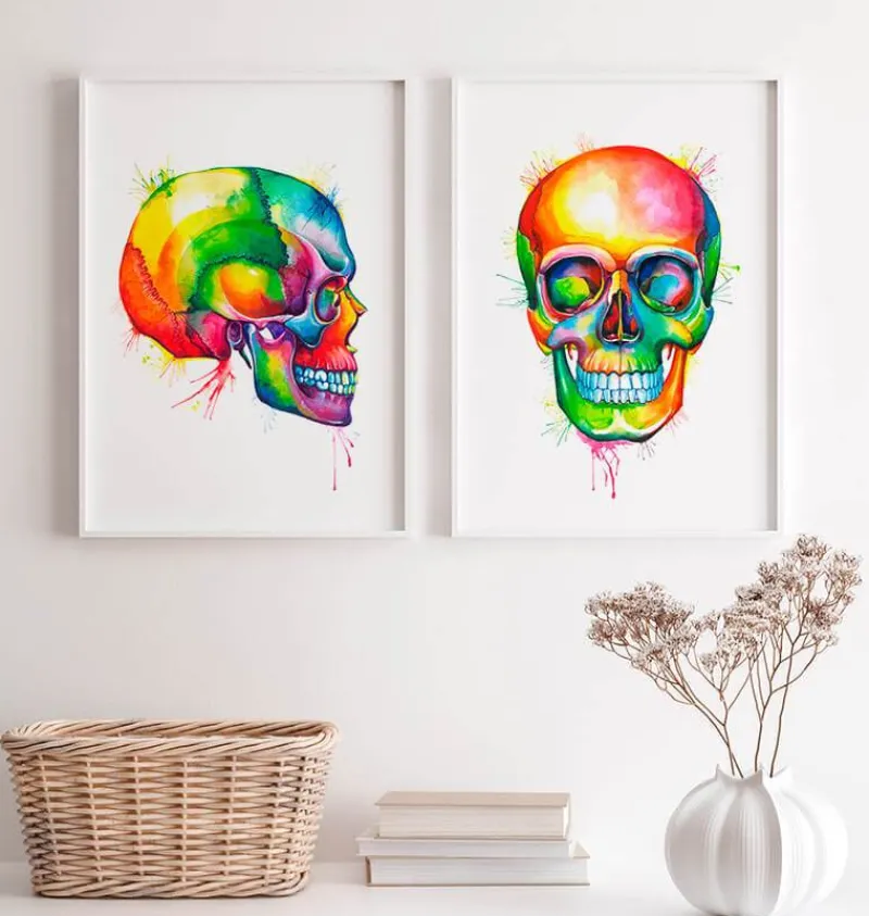 Codex Anatomicus Skull & Skeleton^Skull II - Watercolor splash