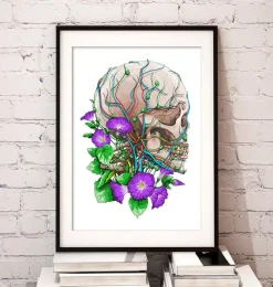 Codex Anatomicus Skull & Skeleton^Skull with flowers