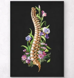 Codex Anatomicus Skull & Skeleton^Spine anatomy - Floral - Black