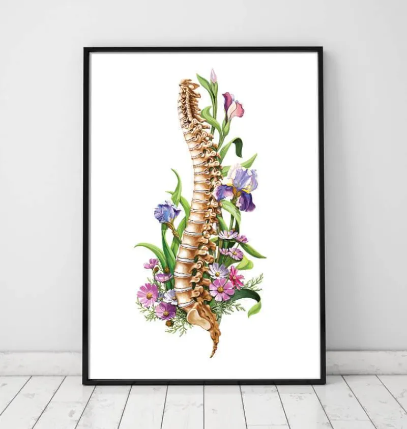 Codex Anatomicus Skull & Skeleton^Spine anatomy - Floral - White