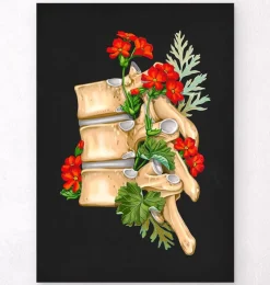 Codex Anatomicus Skull & Skeleton^Spine anatomy II - Floral - Black