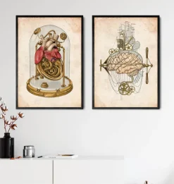 Codex Anatomicus Brain Anatomy^Steampunk brain art print