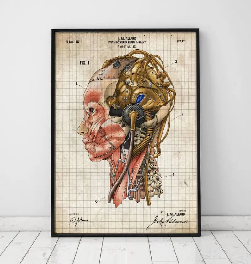 Codex Anatomicus Head & Face^Steampunk brain implant blueprint II