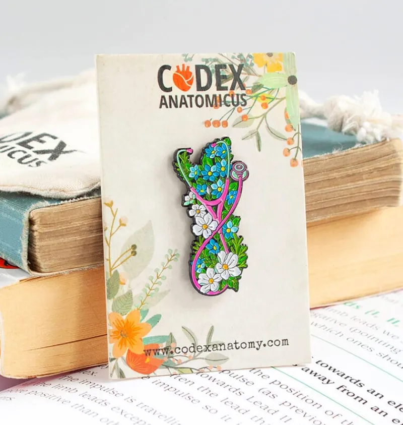 Codex Anatomicus Enamel Pins^Stethoscope with flowers - Enamel pin