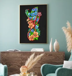 Codex Anatomicus Heart Anatomy^Stethoscope with flowers - Black