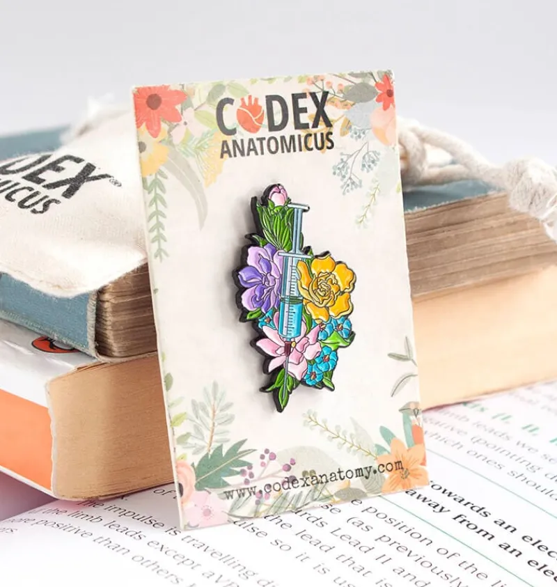 Codex Anatomicus Enamel Pins^Syringe with flowers - Enamel pin