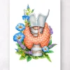 Codex Anatomicus Various Organs^Thyroid anatomy art - Floral - White