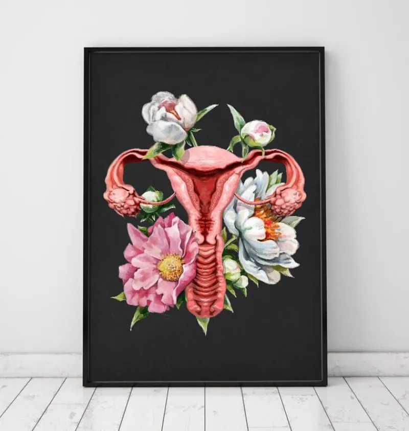 Codex Anatomicus Obstetrics & Gynecology^Uterus anatomy - Floral - Black
