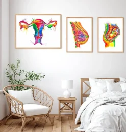 Codex Anatomicus Obstetrics & Gynecology^Uterus anatomy art - Watercolor splash