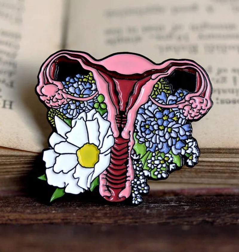 Codex Anatomicus Enamel Pins^Uterus with flowers - Enamel pin