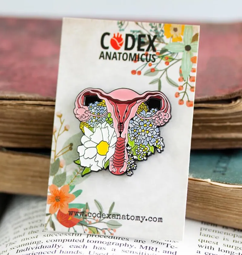 Codex Anatomicus Enamel Pins^Uterus with flowers - Enamel pin