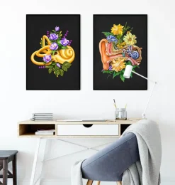 Codex Anatomicus Various Organs^Vestibular system - Floral - Black