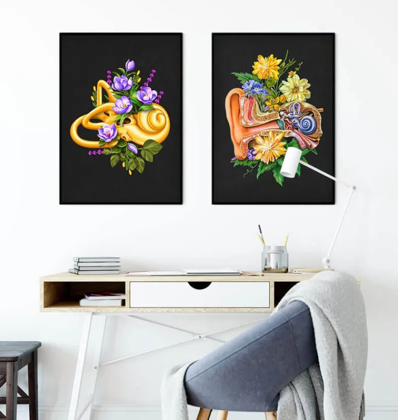 Codex Anatomicus Various Organs^Vestibular system - Floral - Black