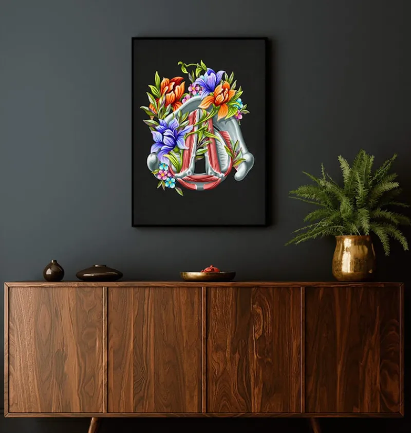 Codex Anatomicus Various Organs^Vocal cords - Floral - Black
